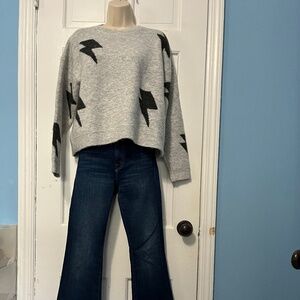 Sunday Stevens Lightening Bolt Sweater Jumper Grey - SZ M